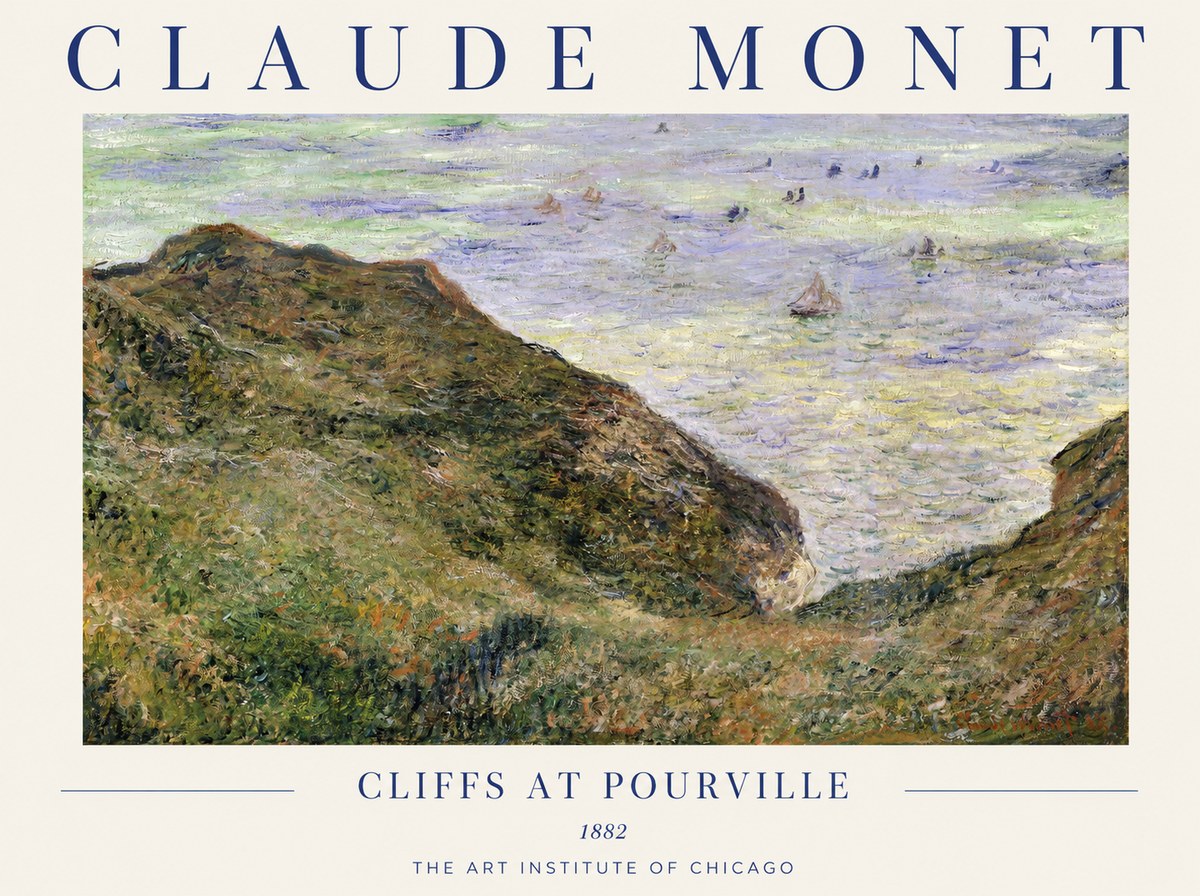 Monet Cliffs at Pourville II No1 - Affiche