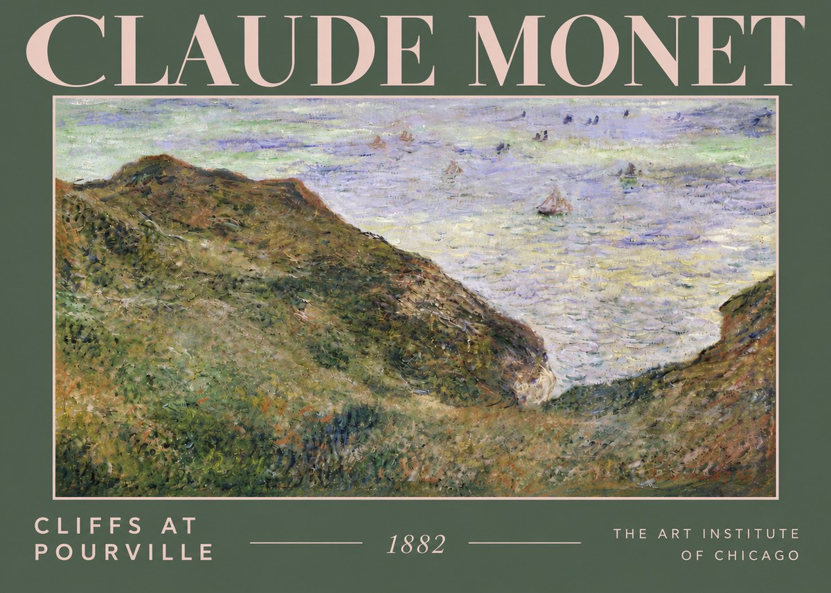 Monet Cliffs at Pourville II No4 - Affiche