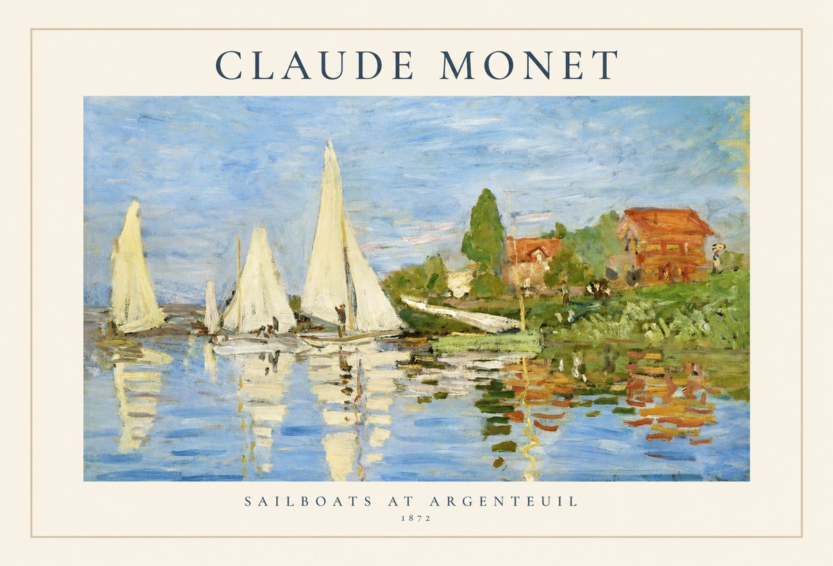 Monet Sailboats at Argenteuil No1 - Affiche