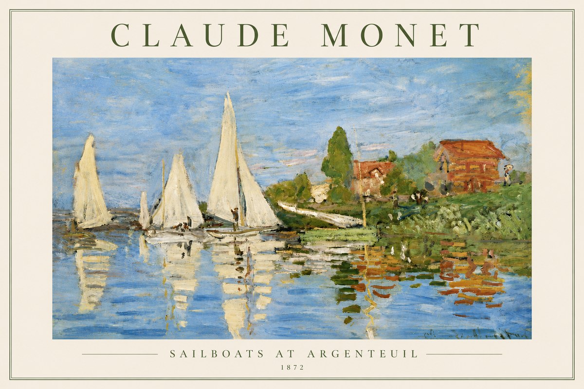 Monet Sailboats at Argenteuil No3 - Affiche