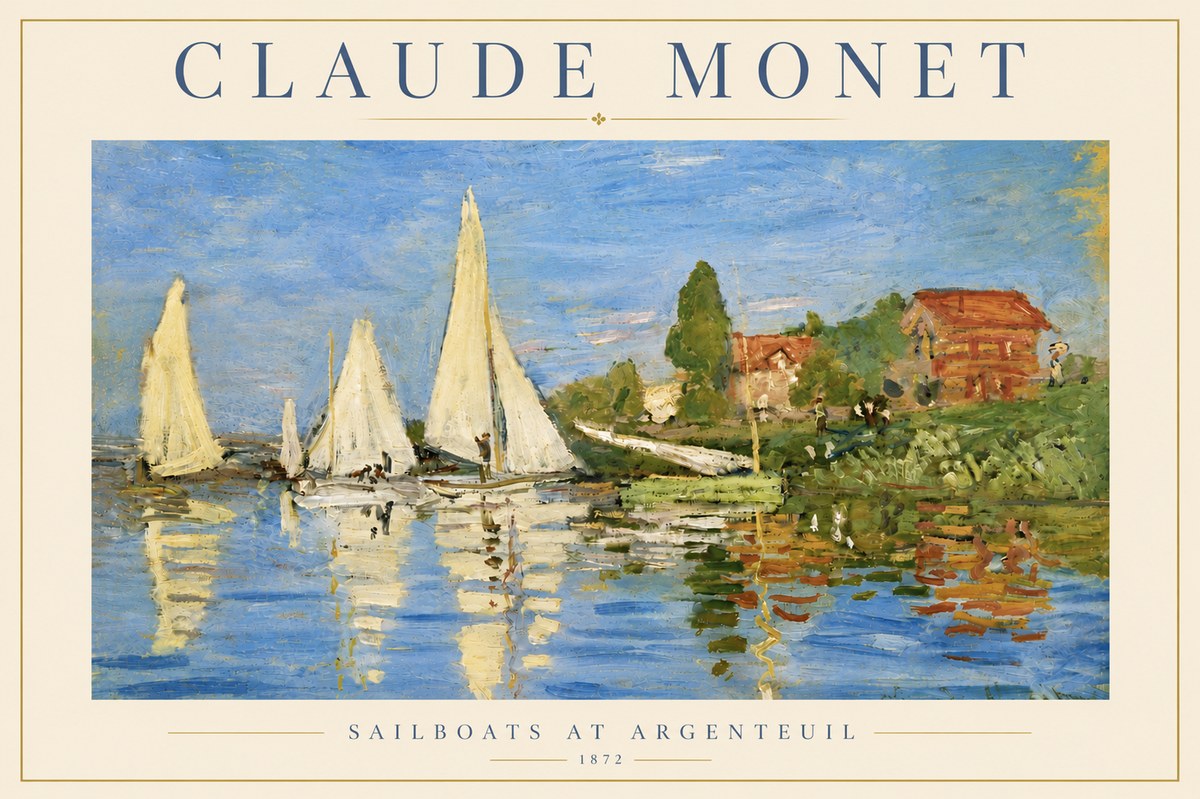 Monet Sailboats at Argenteuil No5 - Affiche