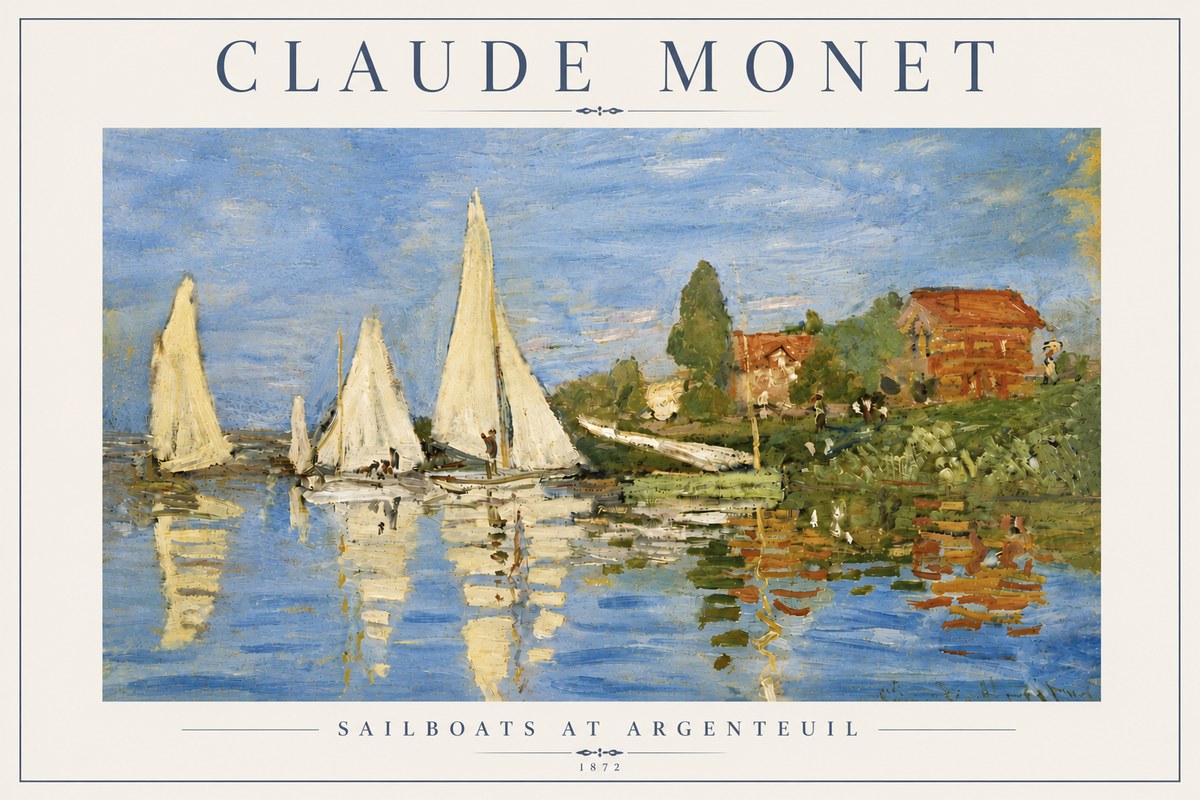 Monet Sailboats at Argenteuil No6 - Affiche