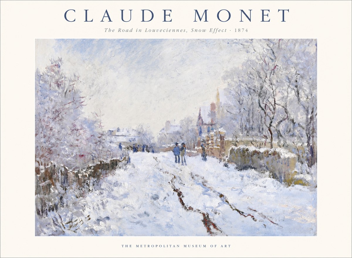 Monet The Road in Louveciennes, Snow Effect No1 - Affiche