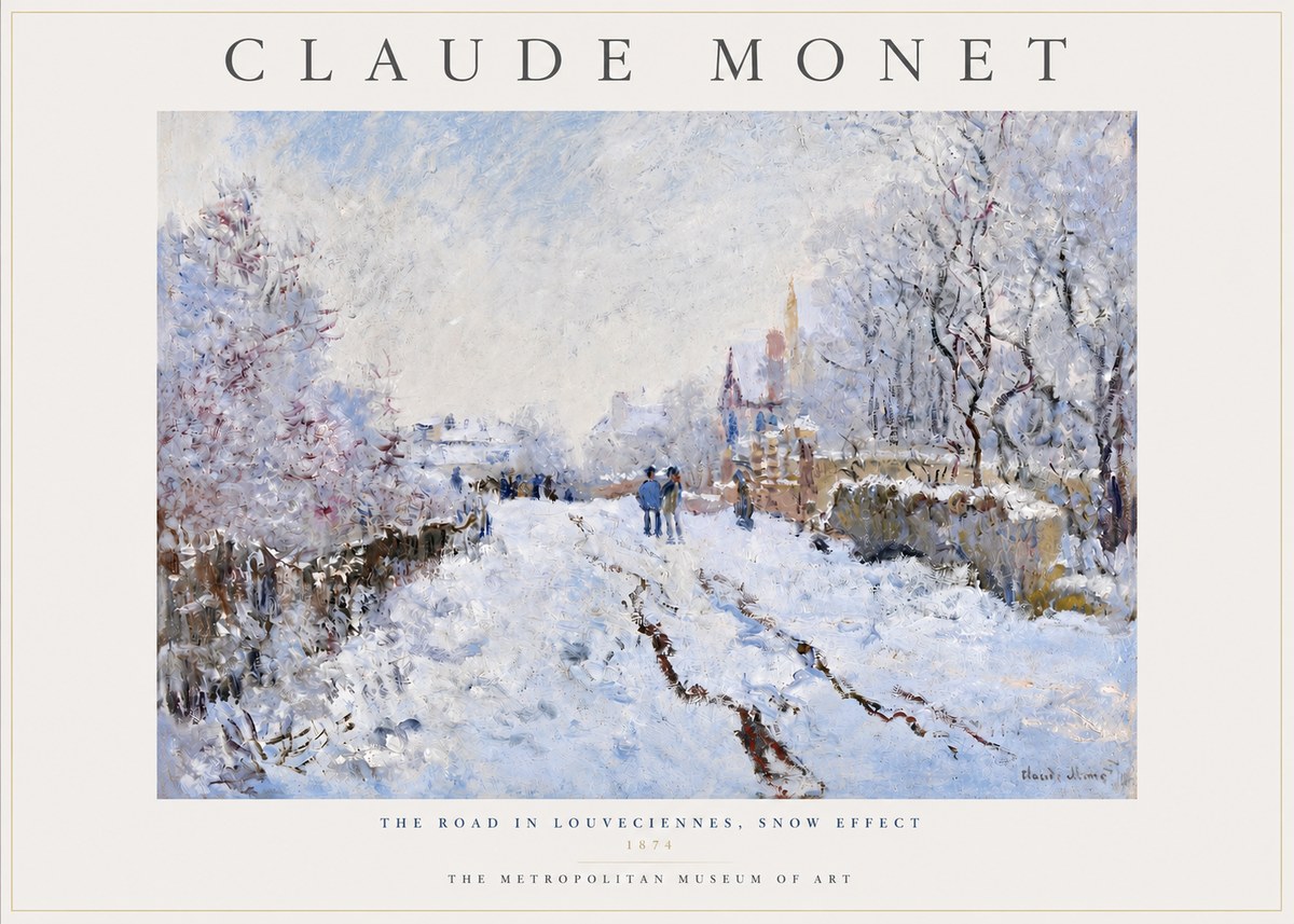 Monet The Road in Louveciennes, Snow Effect No3 - Affiche