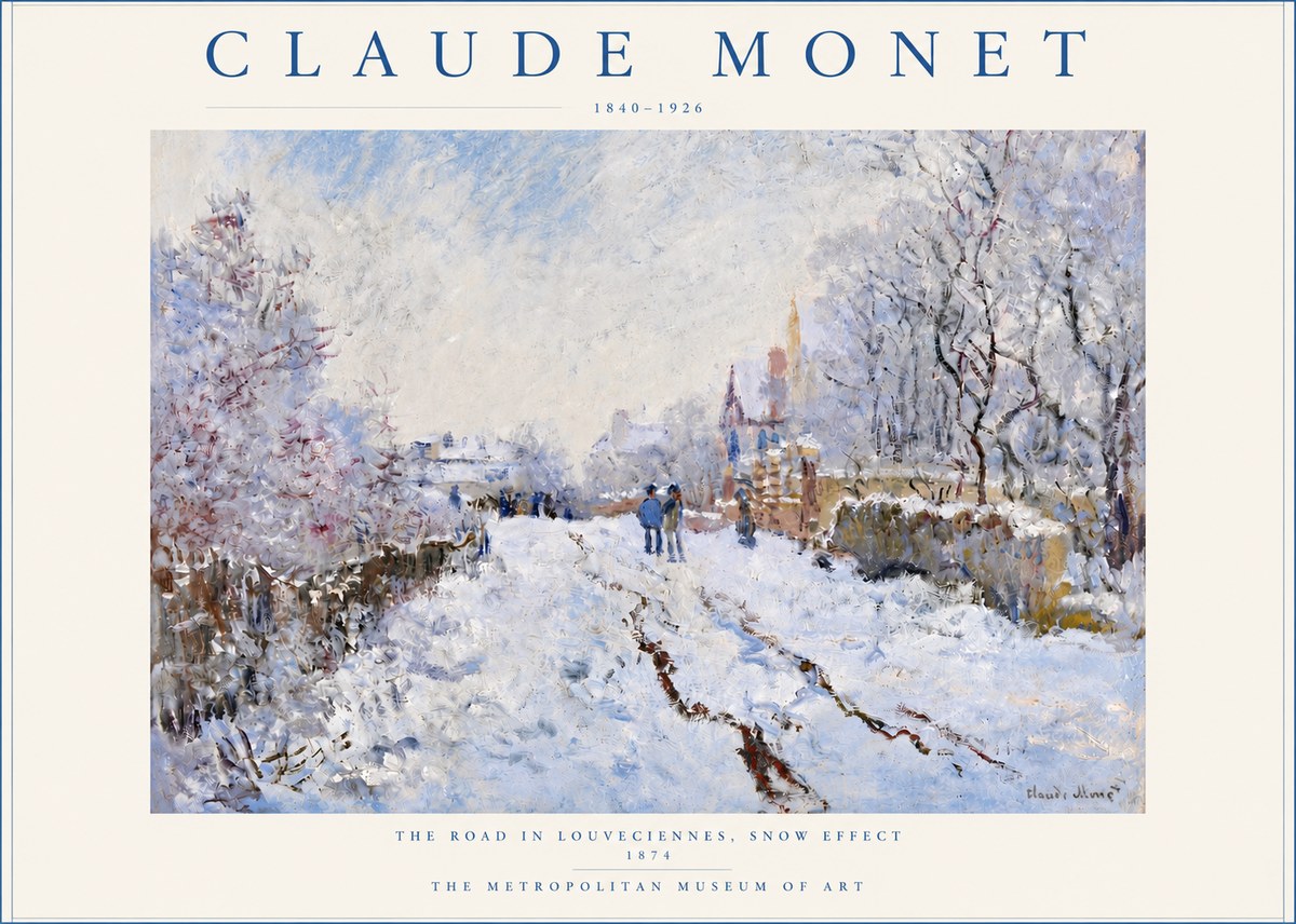 Monet The Road in Louveciennes, Snow Effect No4 - Affiche
