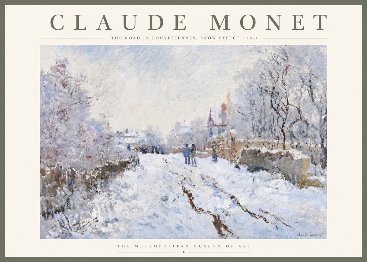 Monet The Road in Louveciennes, Snow Effect No5 - Affiche