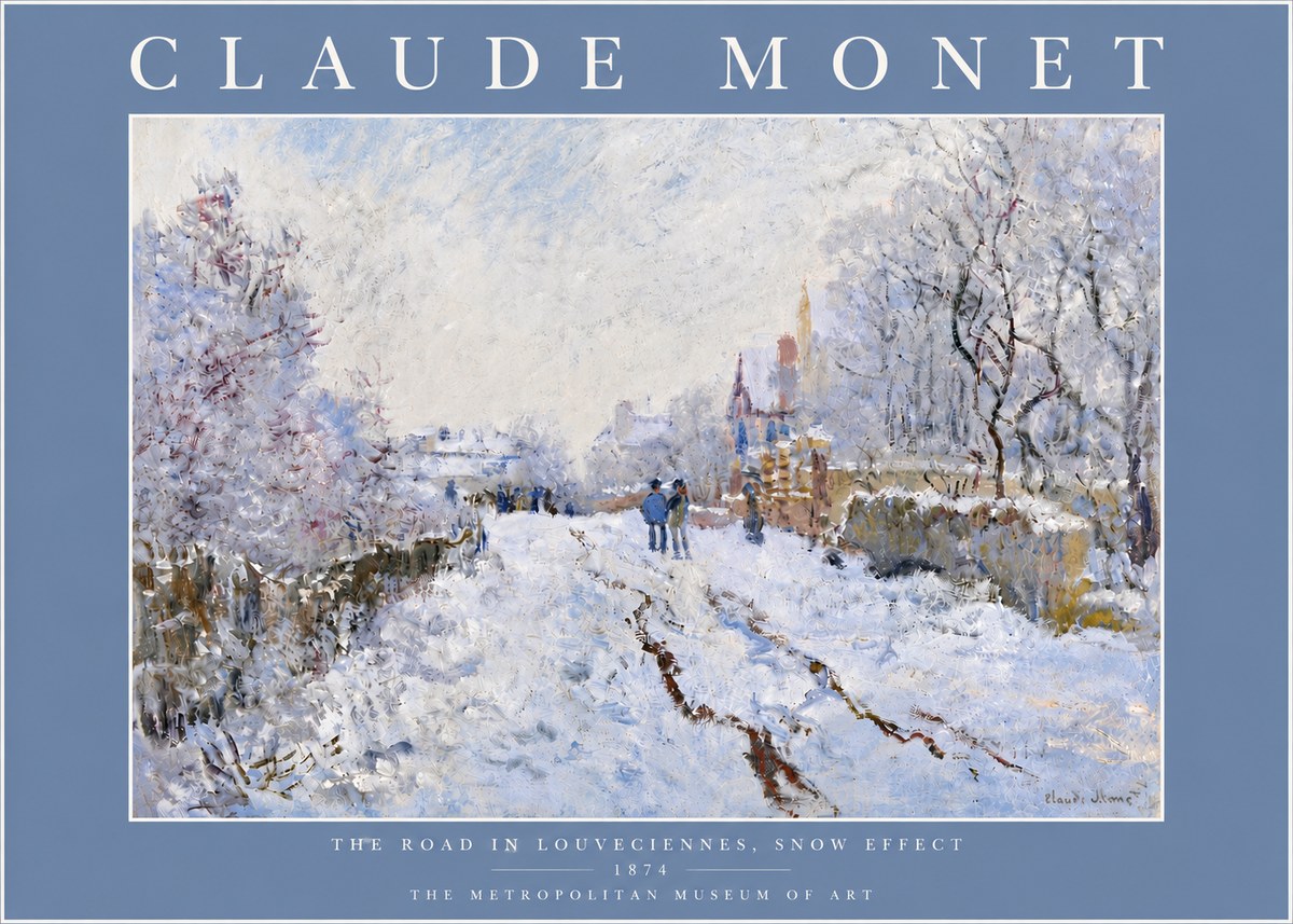 Monet The Road in Louveciennes, Snow Effect No6 - Affiche
