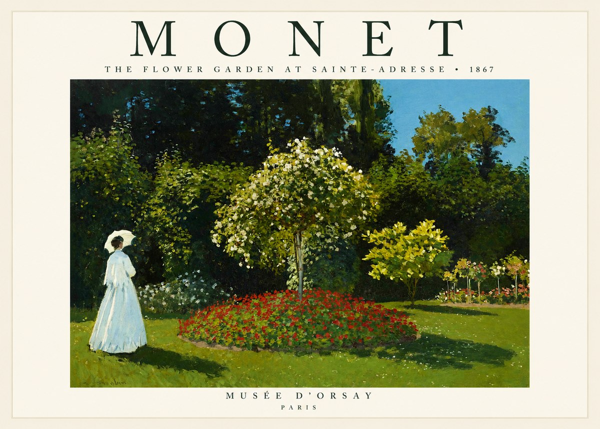 Monet The Flower Garden at Sainte-adresse No1 - Affiche