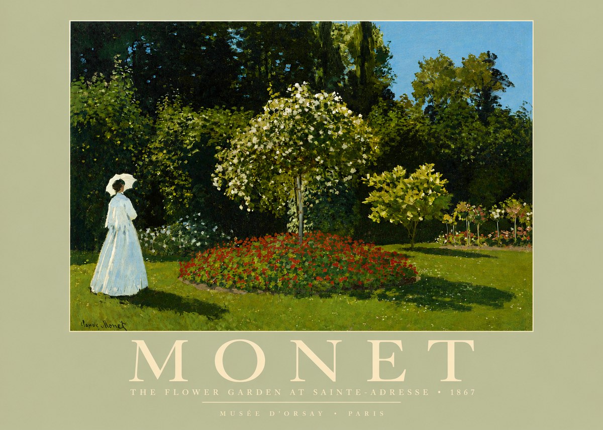 Monet The Flower Garden at Sainte-adresse No3 - Affiche