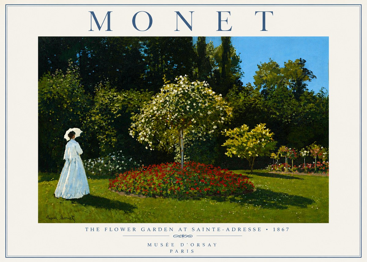 Monet The Flower Garden at Sainte-adresse No6 - Affiche