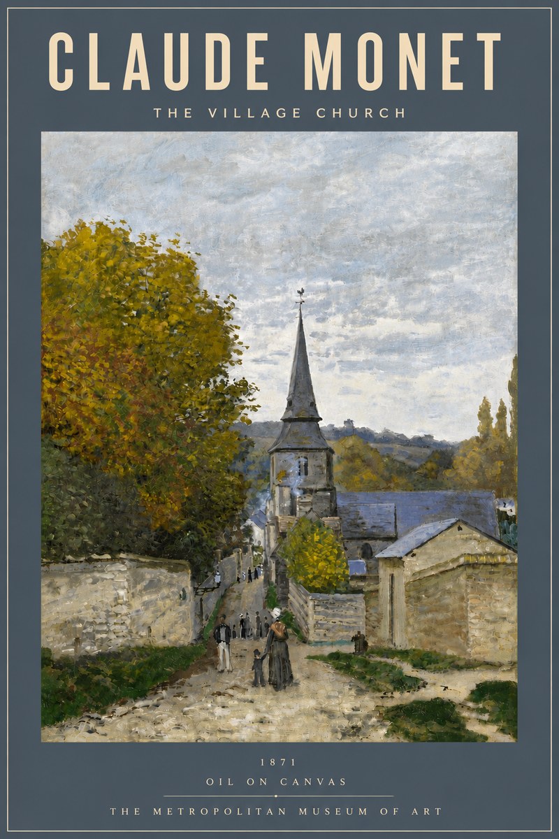 Monet The Village Church No4 - Affiche