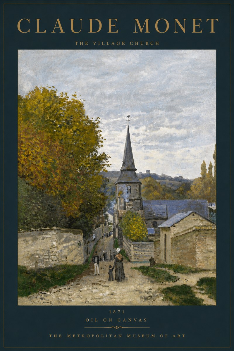 Monet The Village Church No6 - Affiche