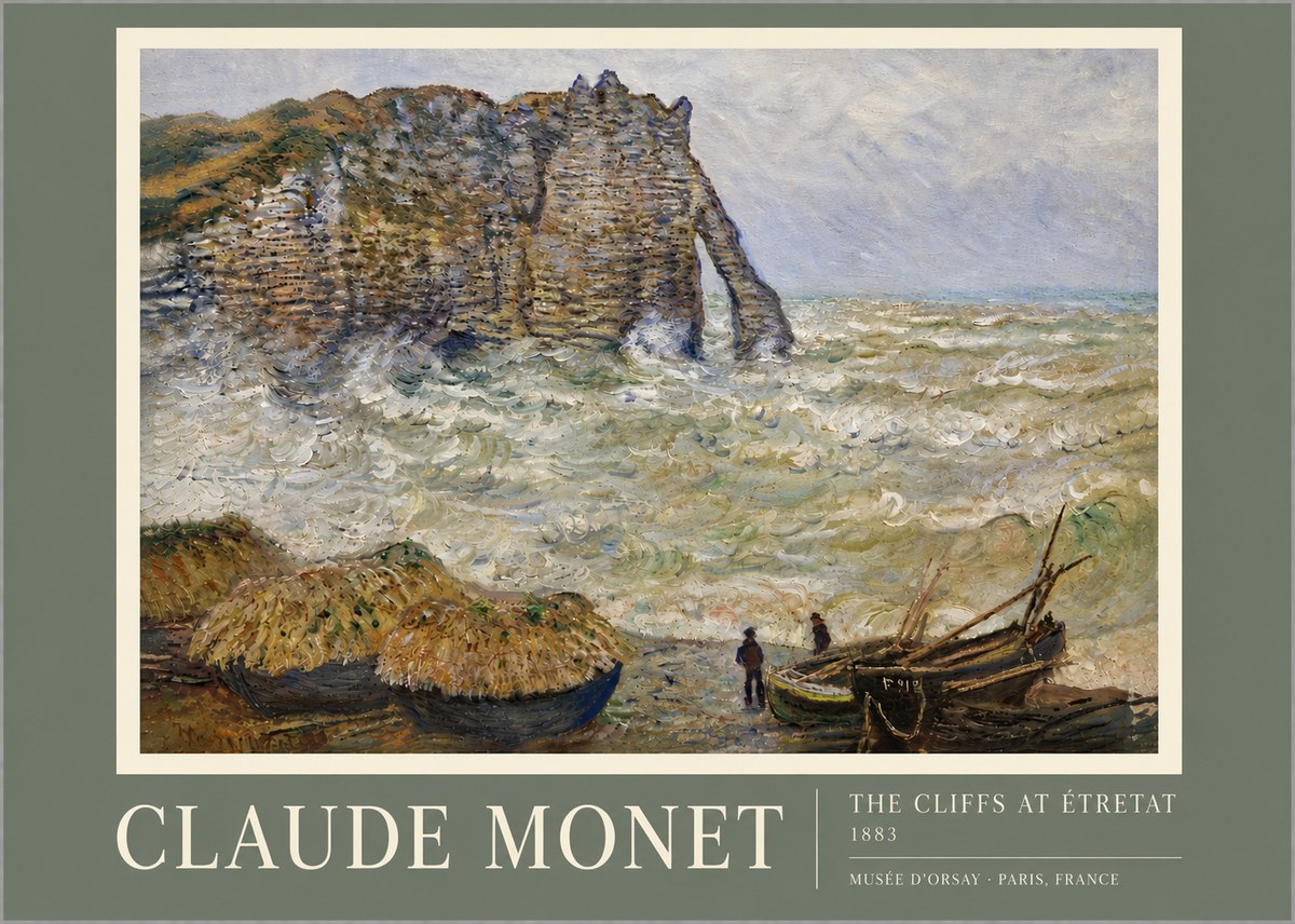 Monet The Cliffs at Etretat No5 - Affiche