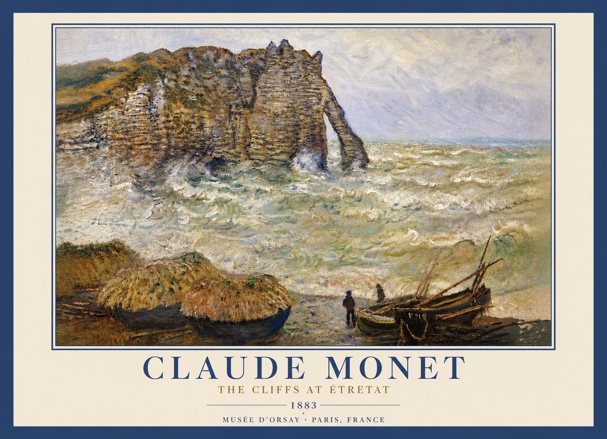 Monet The Cliffs at Etretat No6 - Affiche