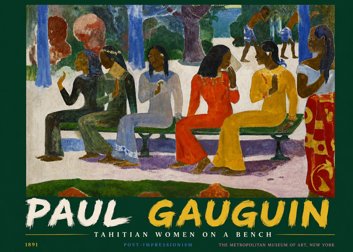 Paul Gauguin Tahitian Women on a Bench No4 - Affiche