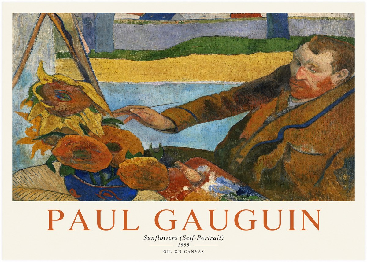 Paul Gauguin The Artist and His Sunflowers No2 - Affiche