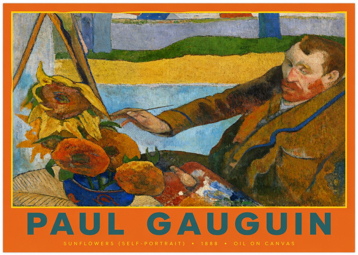 Paul Gauguin The Artist and His Sunflowers No3 - Affiche