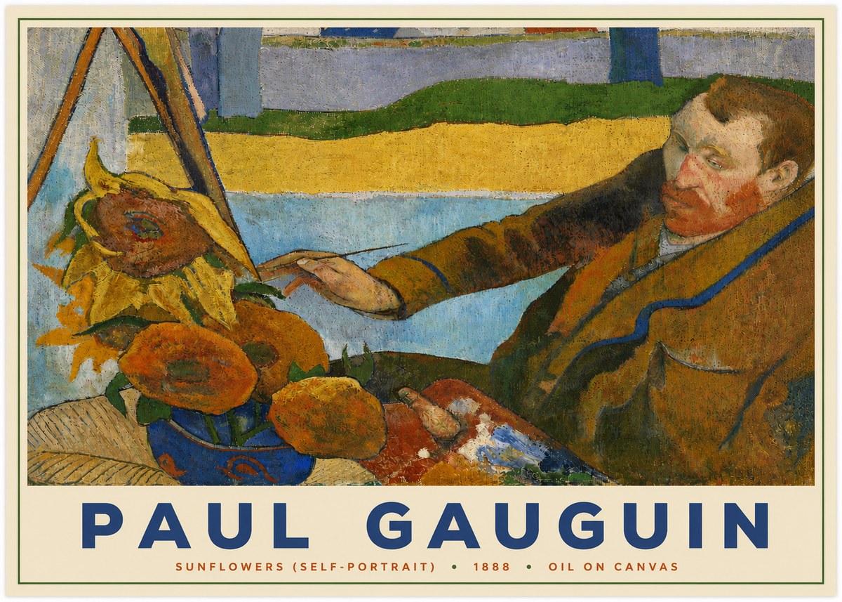 Paul Gauguin The Artist and His Sunflowers No5 - Affiche
