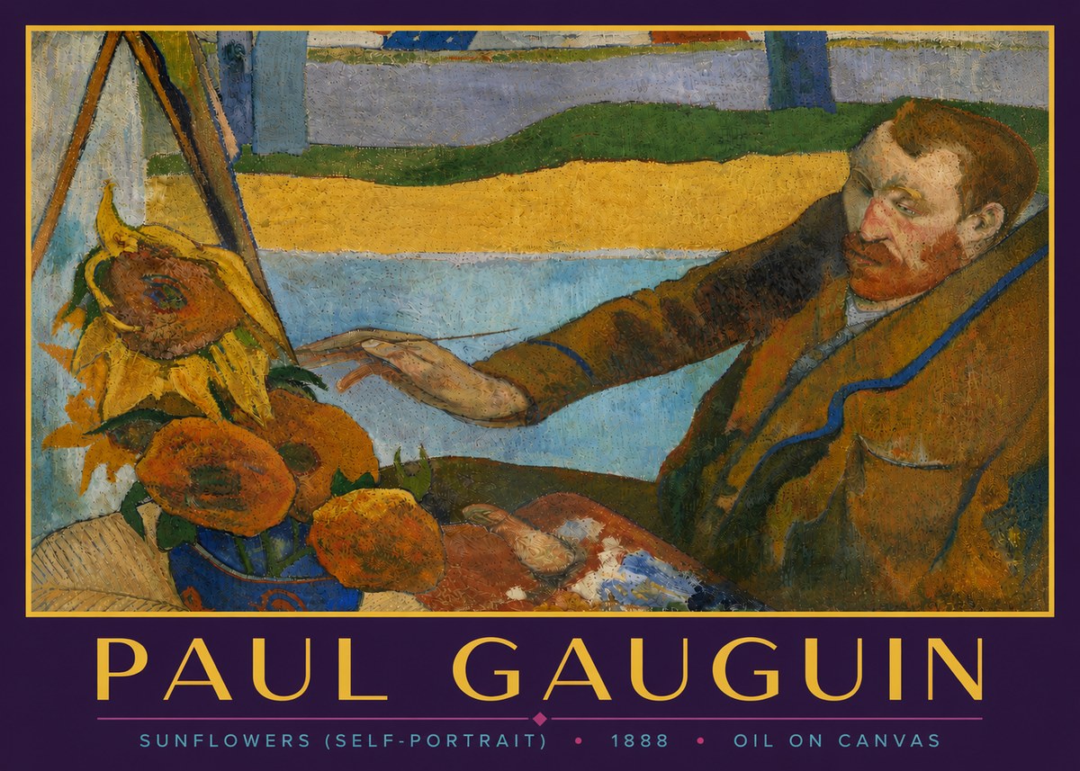 Paul Gauguin The Artist and His Sunflowers No6 - Affiche