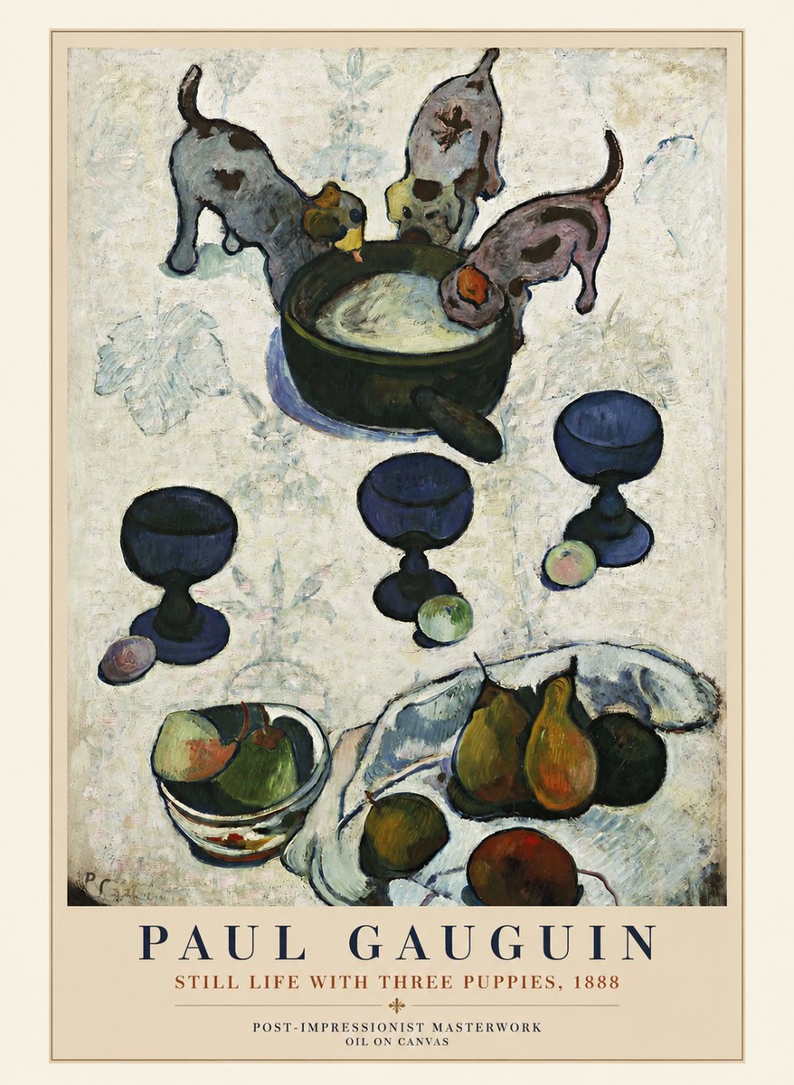 Paul Gauguin Still Life with Three Puppies, 1888 No1 - Affiche