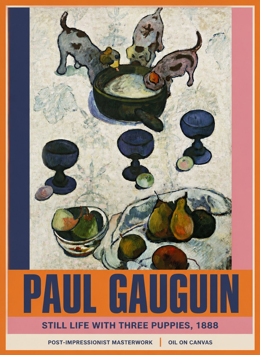 Paul Gauguin Still Life with Three Puppies, 1888 No2 - Affiche