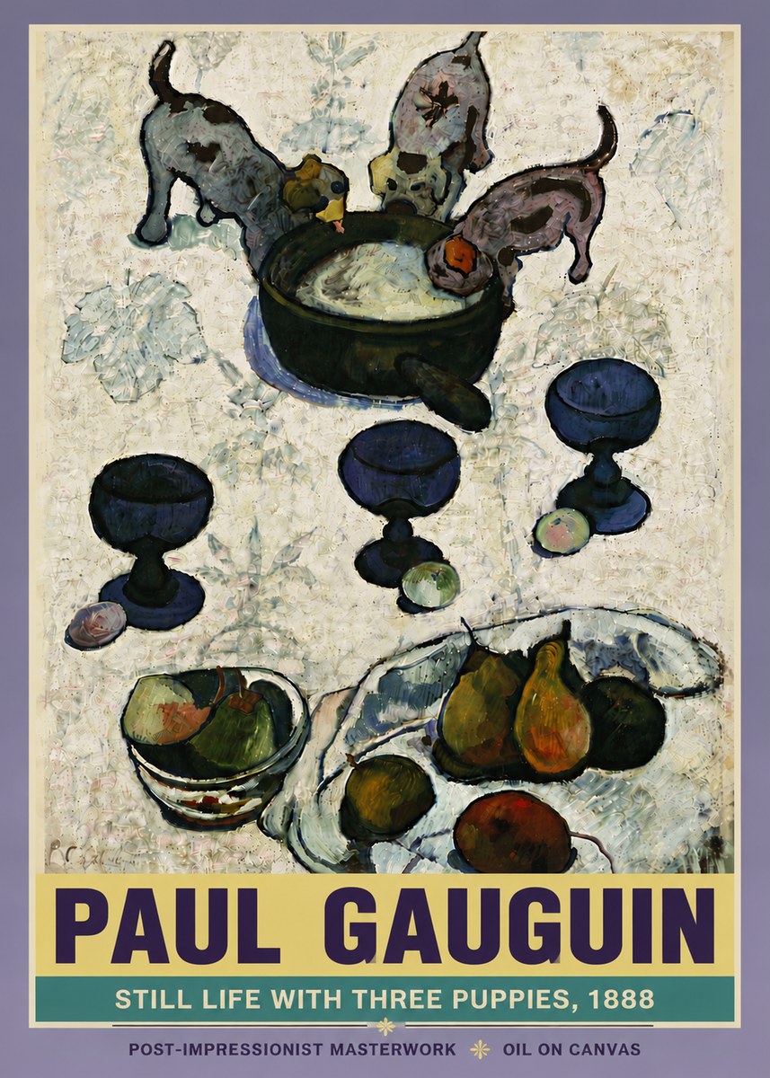 Paul Gauguin Still Life with Three Puppies, 1888 No6 - Affiche