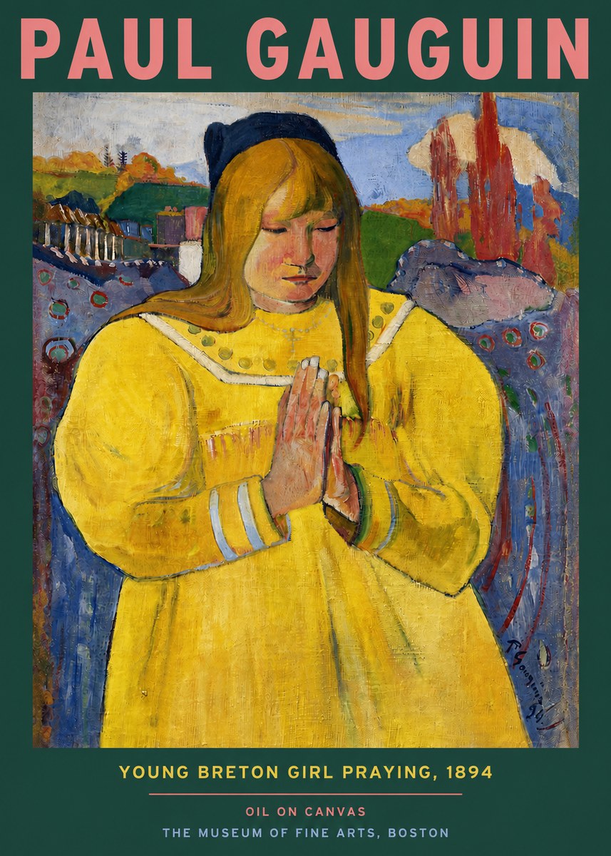 Paul Gauguin Young Breton Girl Praying, 1894 No3 - Affiche