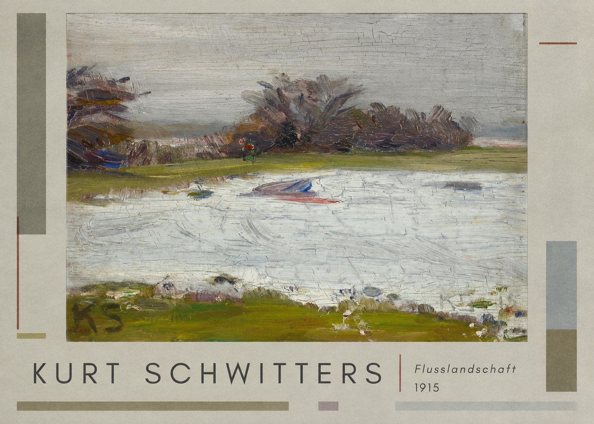 Kurt Schwitters Flusslandschaft No2 - Affiche