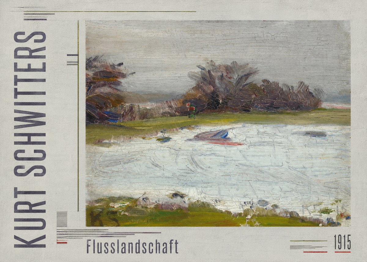 Kurt Schwitters Flusslandschaft No3 - Affiche