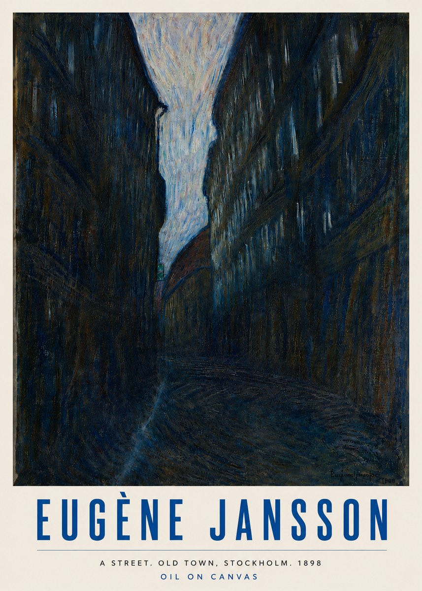 Eugène Jansson A Street. Old Town, Stockholm. 1898 No6 - Affiche