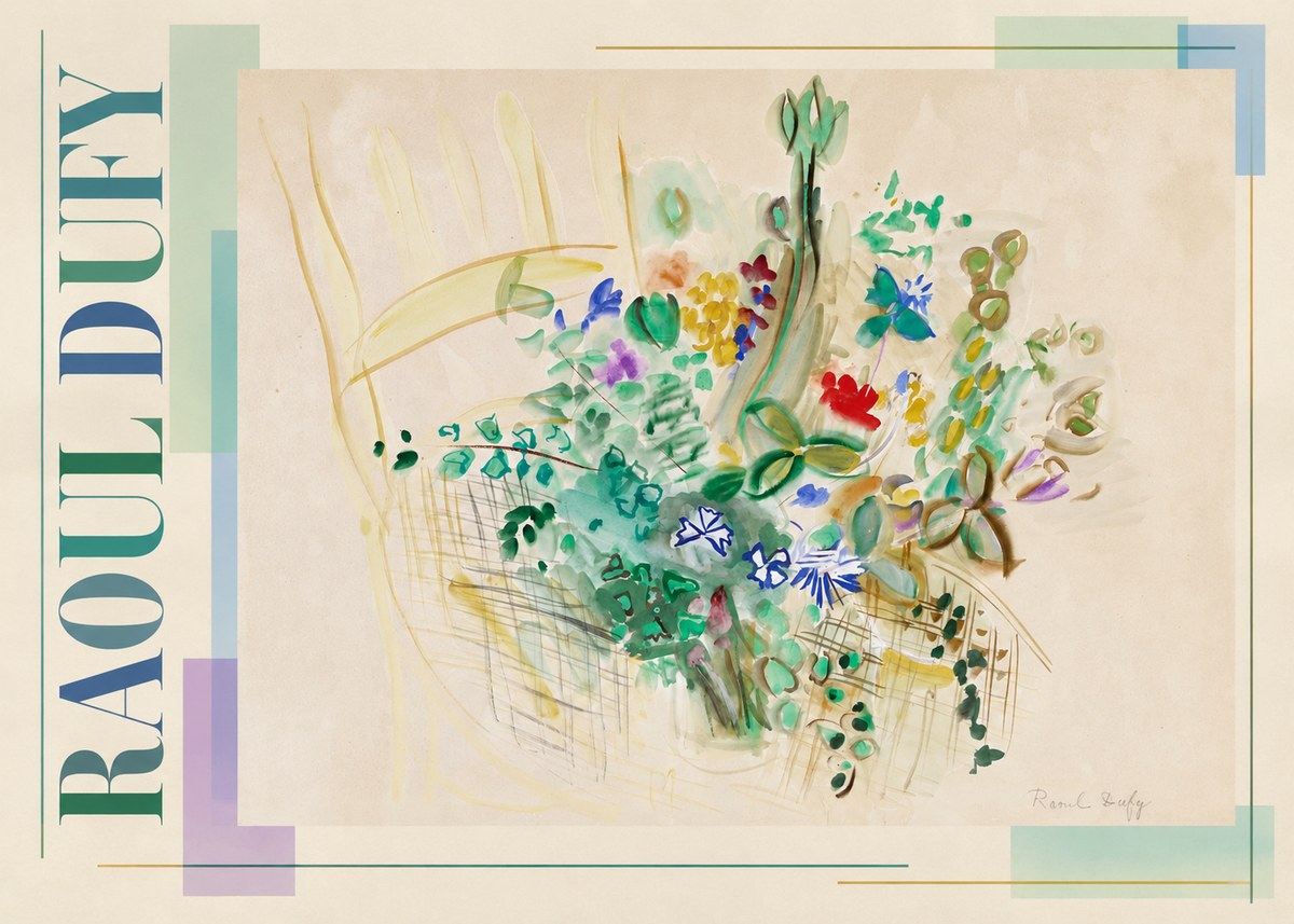 Raoul Dufy Bouquet in a Basket No3 - Affiche