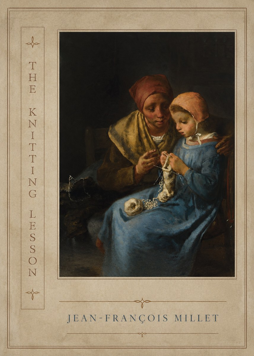 Jean-François Millet The Knitting Lesson I No2 - Affiche