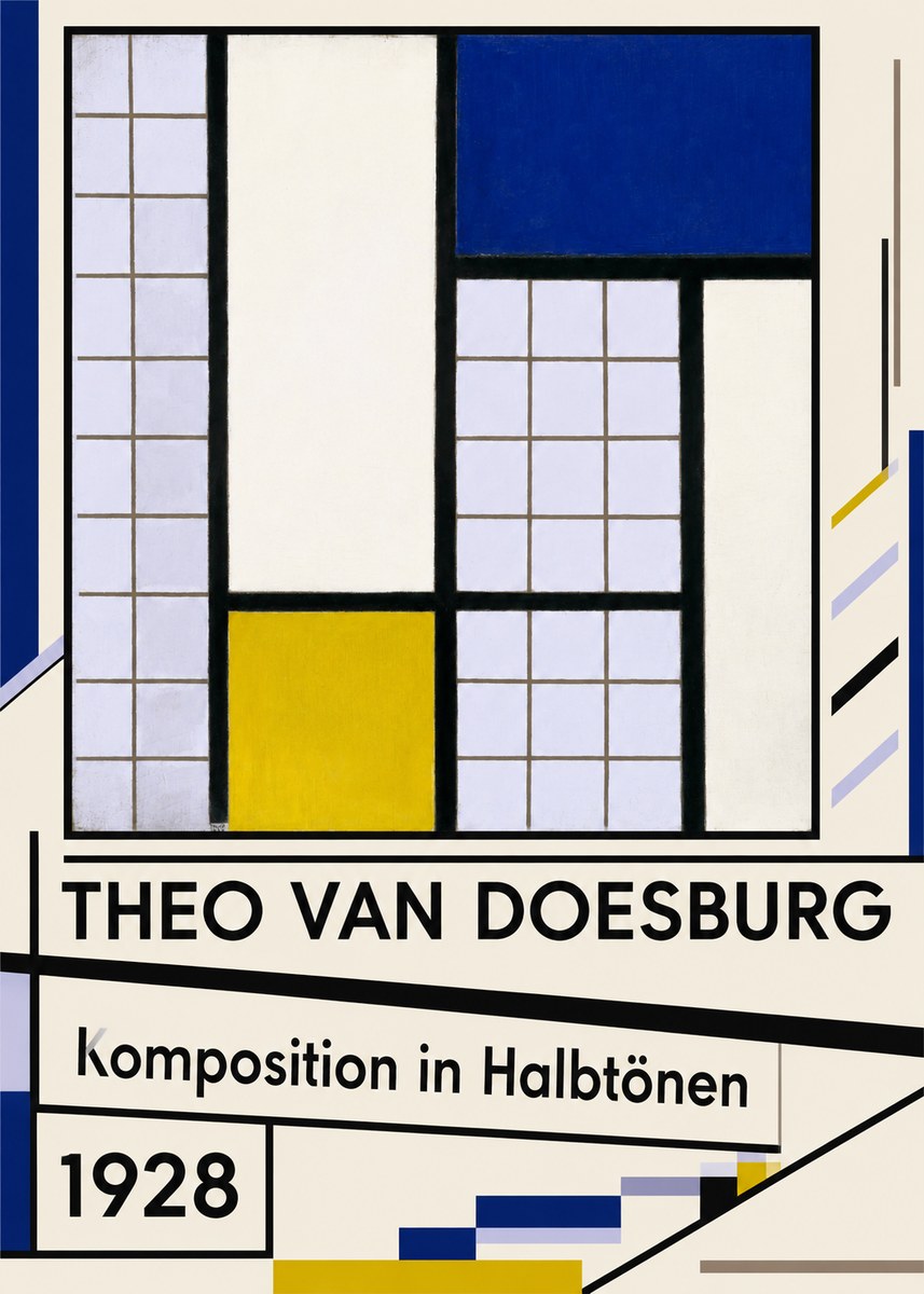 Theo van Doesburg Komposition in Halbtönen No5 - Affiche
