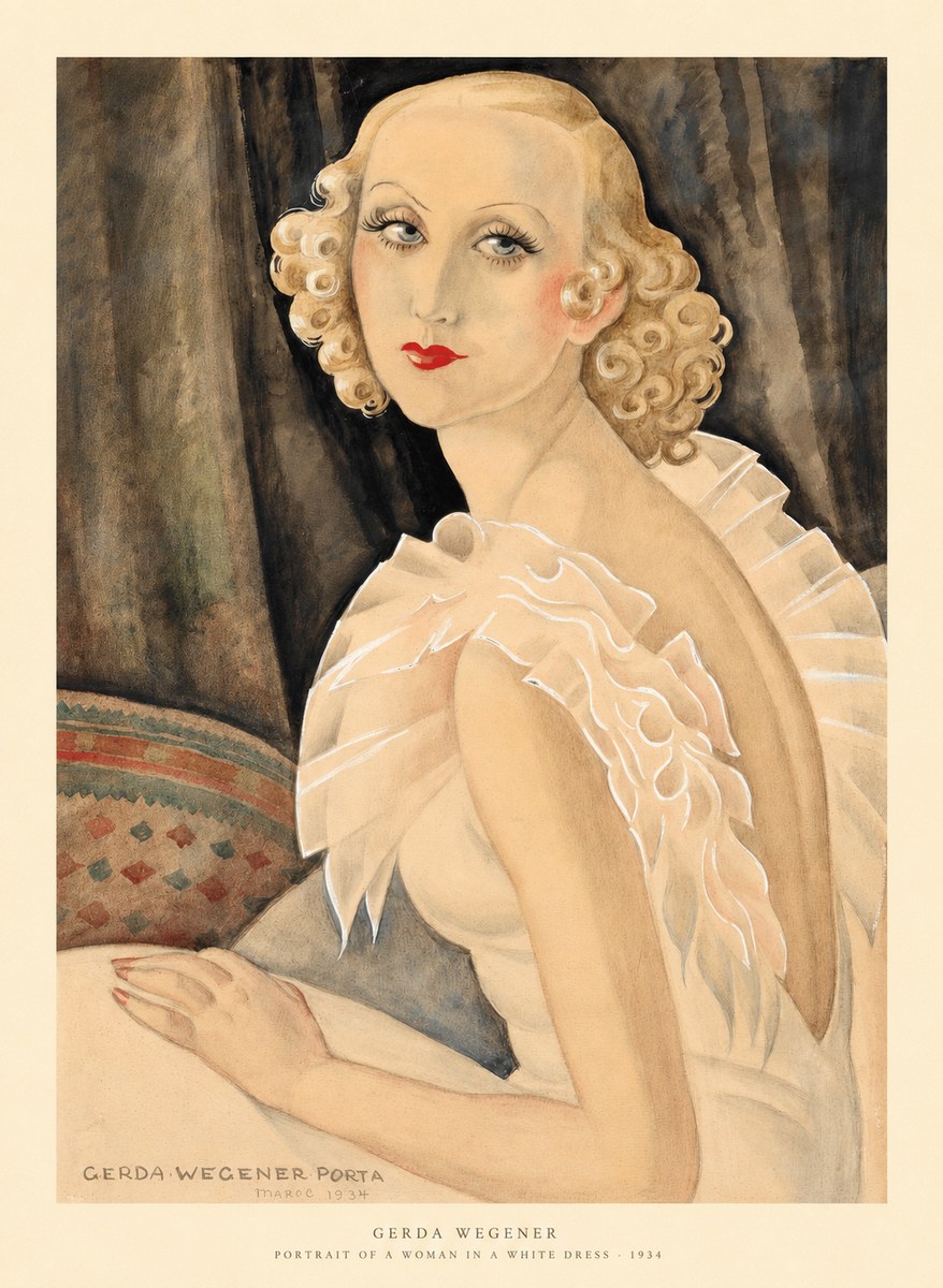 Gerda Wegener Portrait of a Woman in a White Dress No6 - Affiche