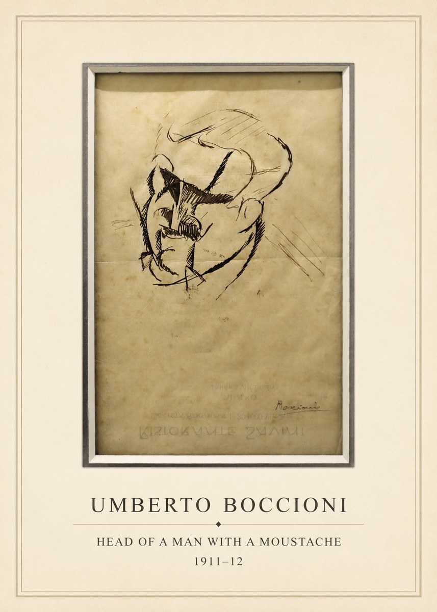 Umberto Boccioni Head of a Man with a Moustache No4 - Affiche