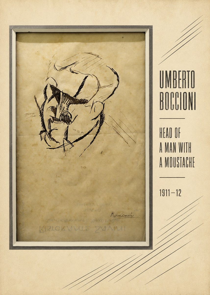 Umberto Boccioni Head of a Man with a Moustache No6 - Affiche