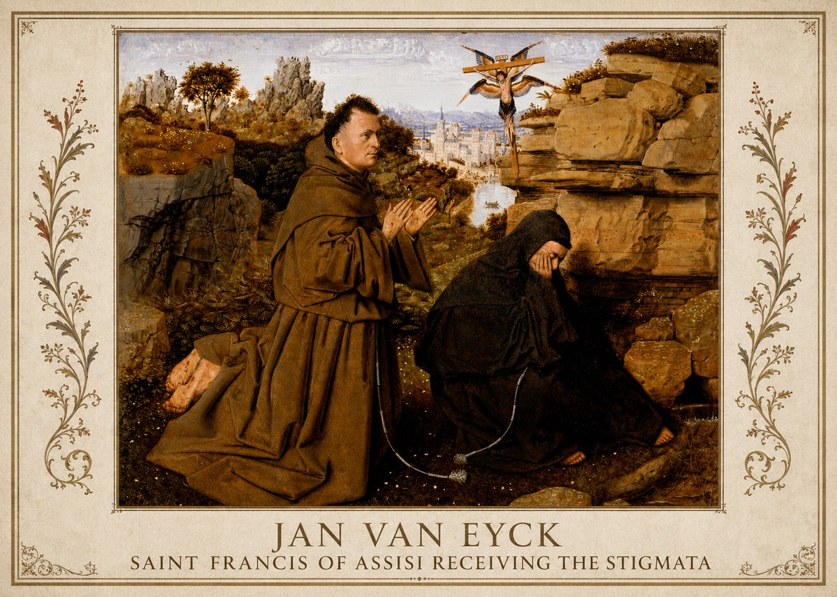 Jan van Eyck Saint Francis of Assisi Receiving the Stigmata No1 - Affiche