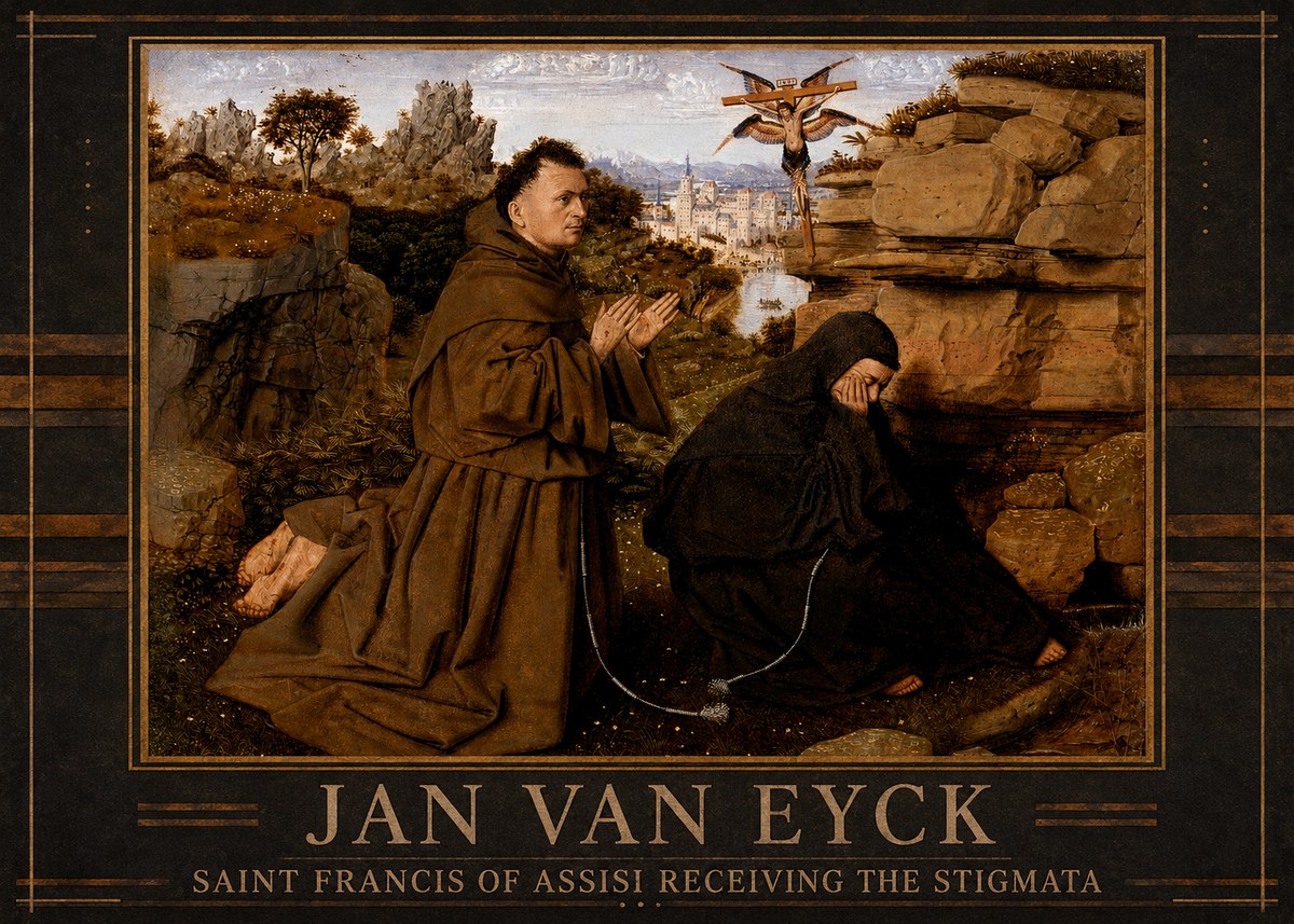 Jan van Eyck Saint Francis of Assisi Receiving the Stigmata No4 - Affiche