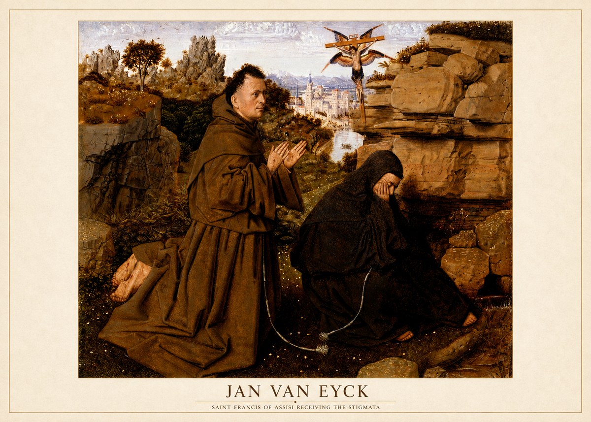 Jan van Eyck Saint Francis of Assisi Receiving the Stigmata No5 - Affiche