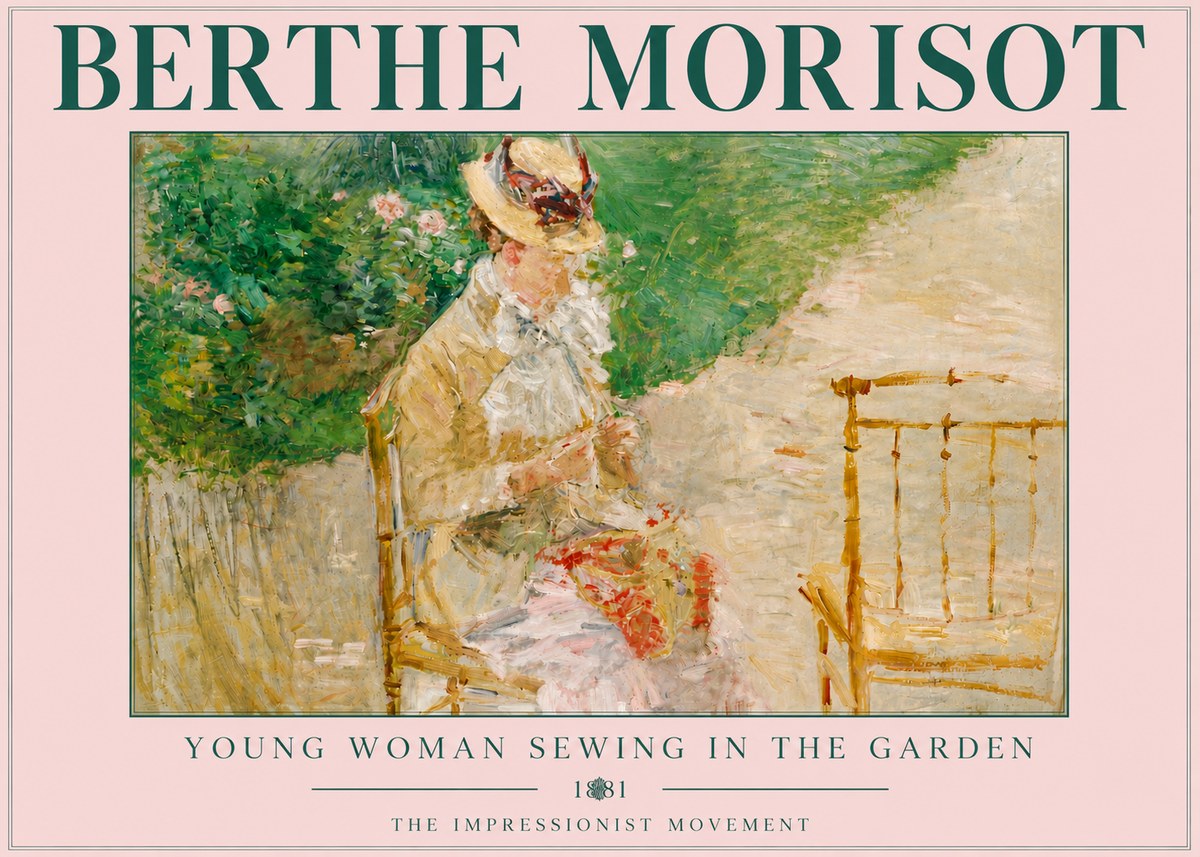 Berthe Morisot Young Woman Sewing in the Garden No5 - Affiche
