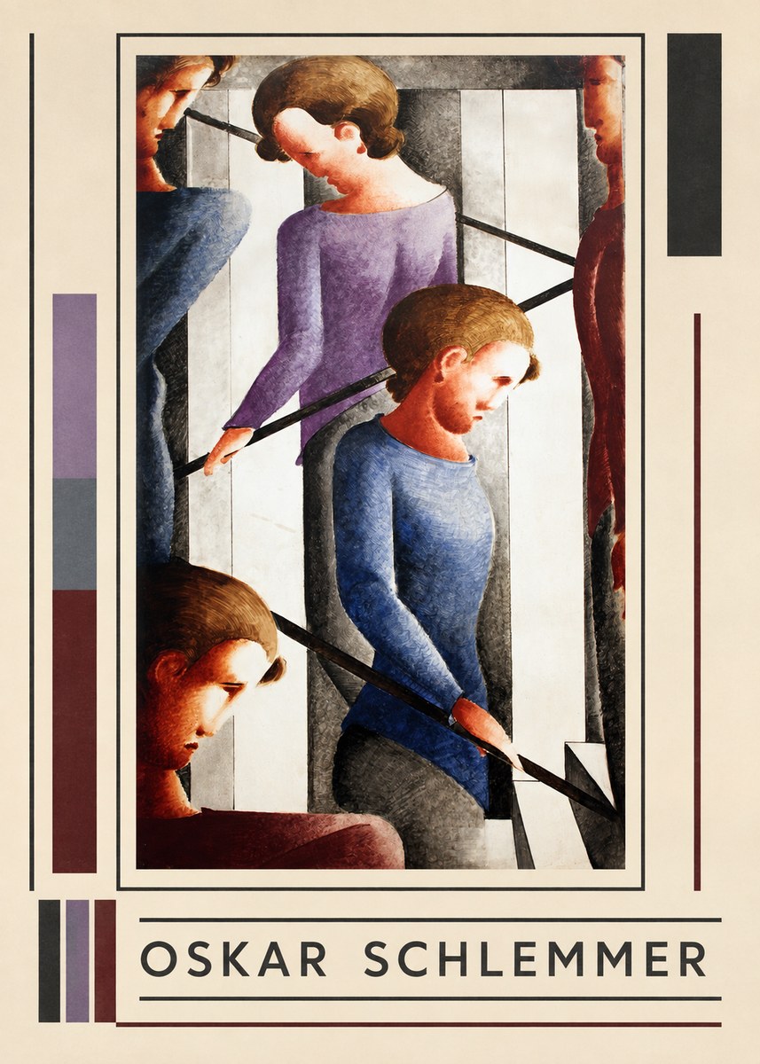 Oskar Schlemmer Staircase Figures I No1 - Affiche