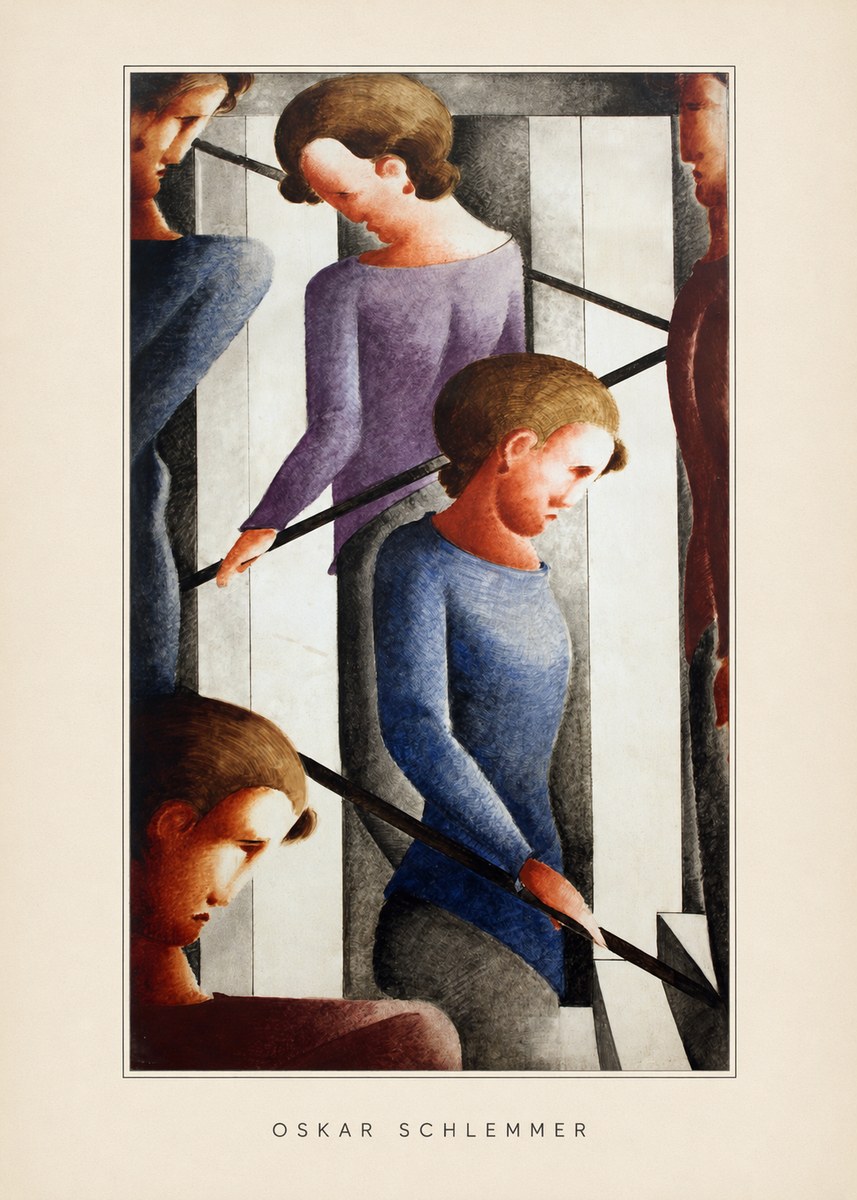 Oskar Schlemmer Staircase Figures I No4 - Affiche