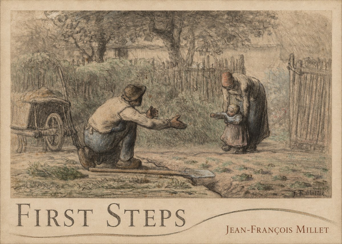Jean-François Millet First Steps No3 - Affiche