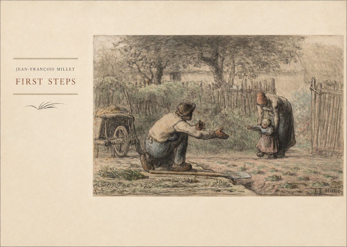 Jean-François Millet First Steps No4 - Affiche