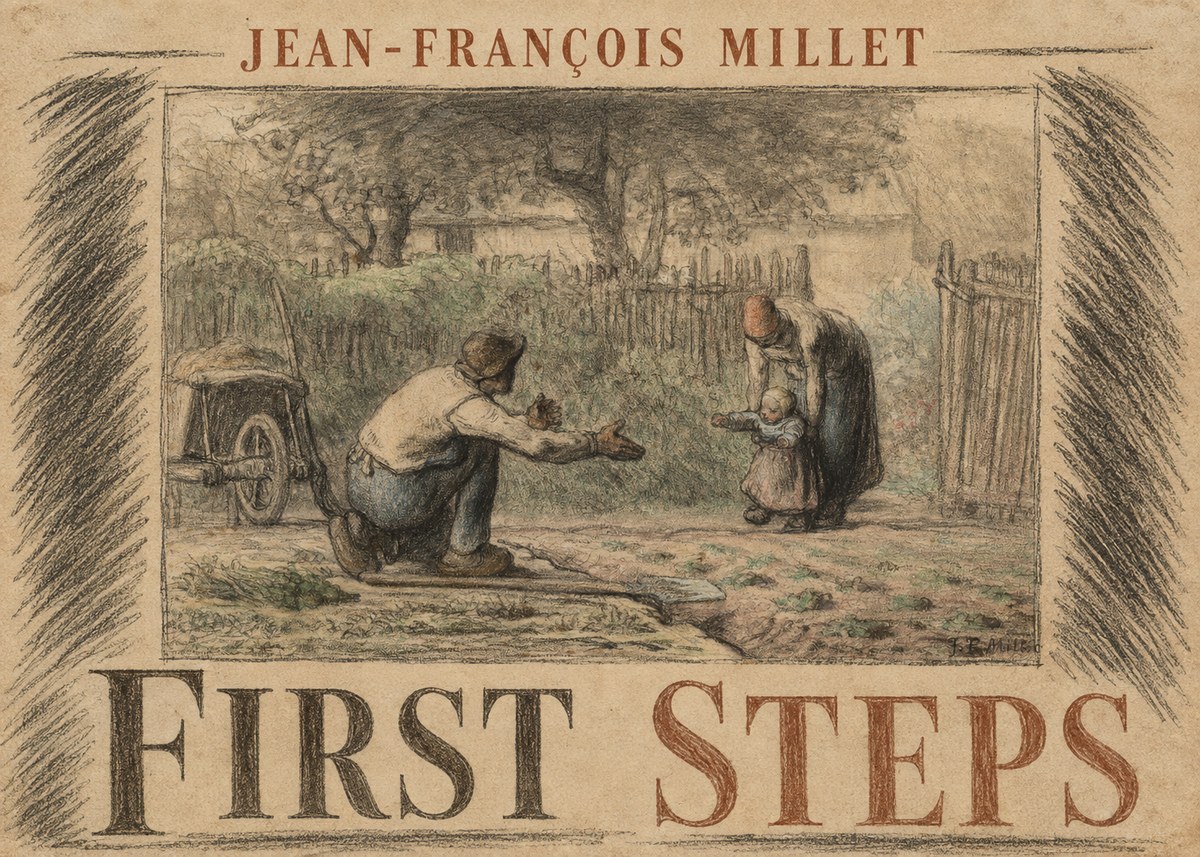 Jean-François Millet First Steps No6 - Affiche