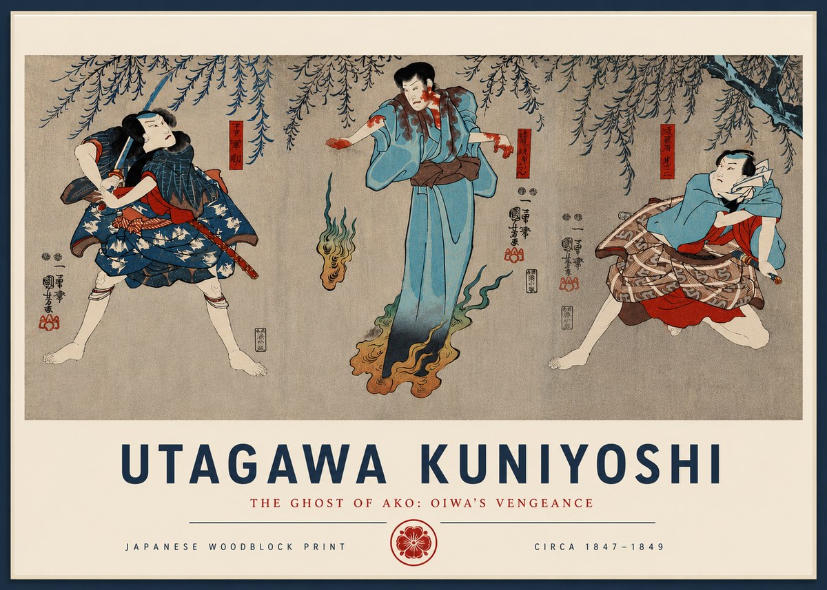 Utagawa Kuniyoshi The Ghost of Ako: Oiwa's Vengeance No4 - Affiche