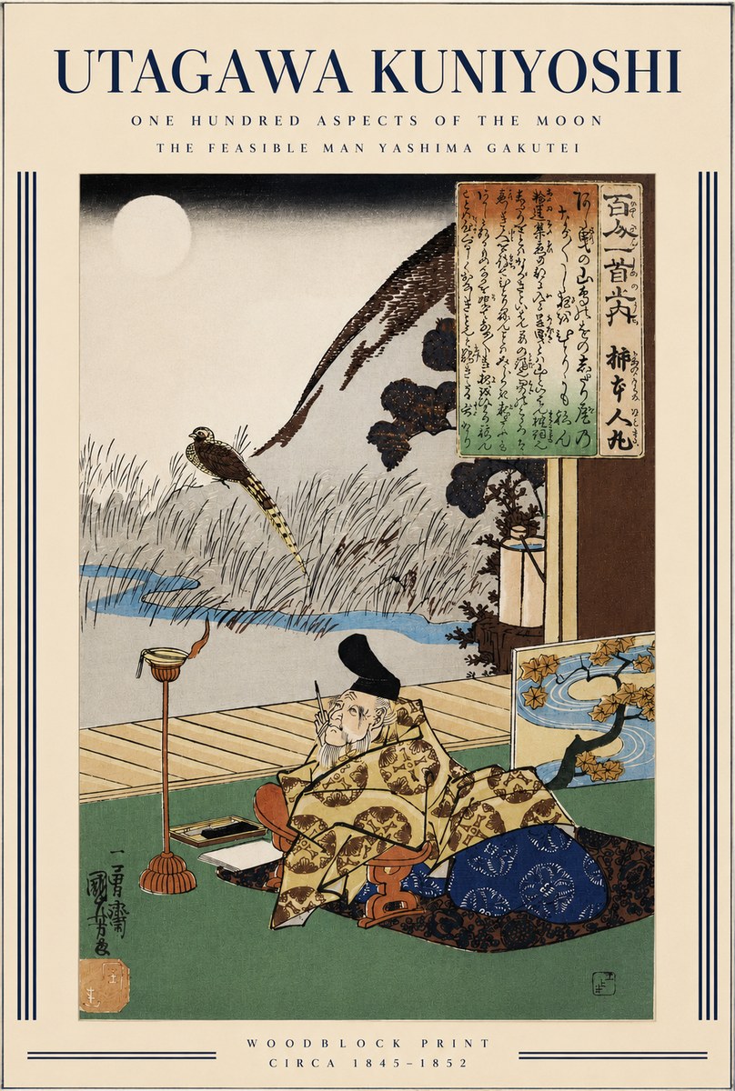 Utagawa Kuniyoshi The Feasible Man Yashima Gakutei No3 - Affiche