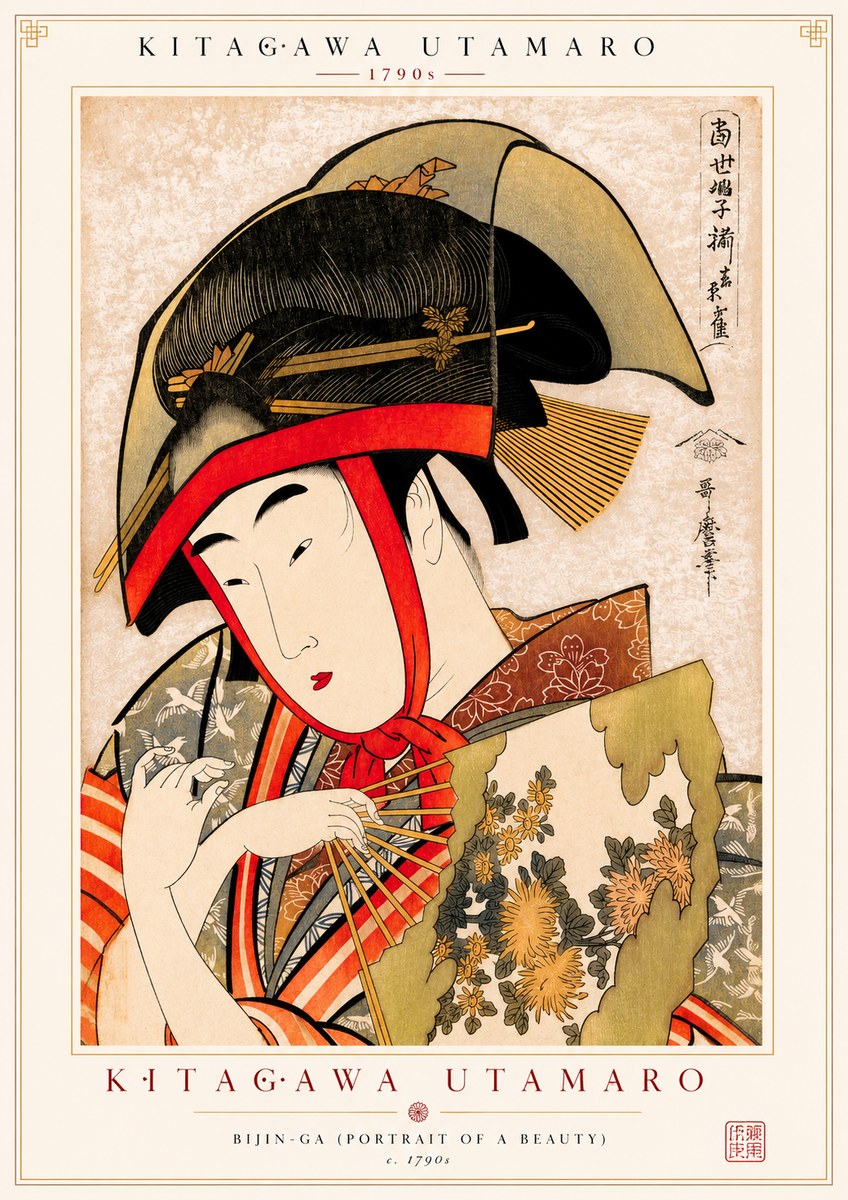 Kitagawa Utamaro Beauty with a Fan I No2 - Affiche