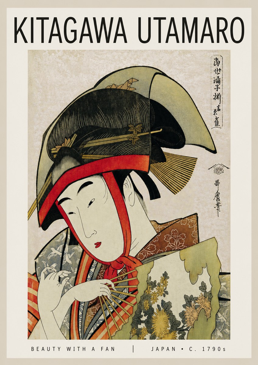 Kitagawa Utamaro Beauty with a Fan I No4 - Affiche