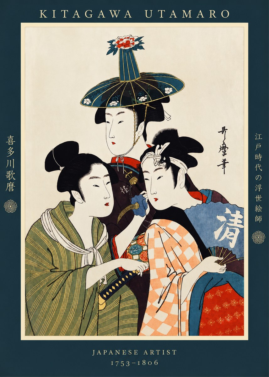 Kitagawa Utamaro Three Beauties No2 - Affiche